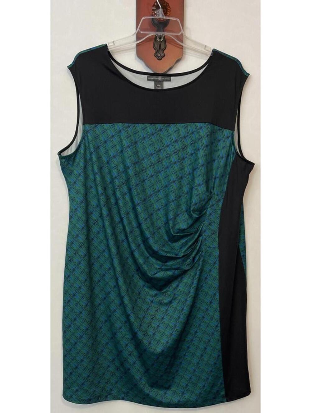 Signature Collection Womens 3x Green Striped Sleeveless Midi Dress A6794